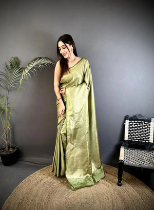 Silk Saree with Copper and Gold Zari Weaving