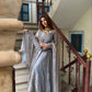 Silver Grace Embroidered Fandy Silk Anarkali Set for Festive and Wedding Wear