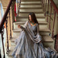 Silver Grace Embroidered Fandy Silk Anarkali Set for Festive and Wedding Wear