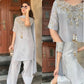 Silver Grey Pure Natural Crepe Farshi Palazzo Set with Hand Embroidery & Tassel Detailing