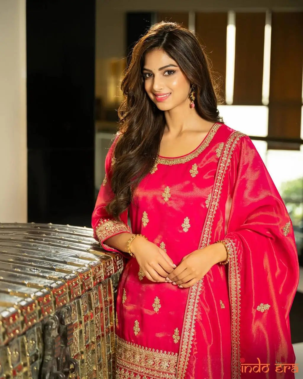 Simar Silk Embroidered Palazzo Set with Dupatta – Fully Stitched