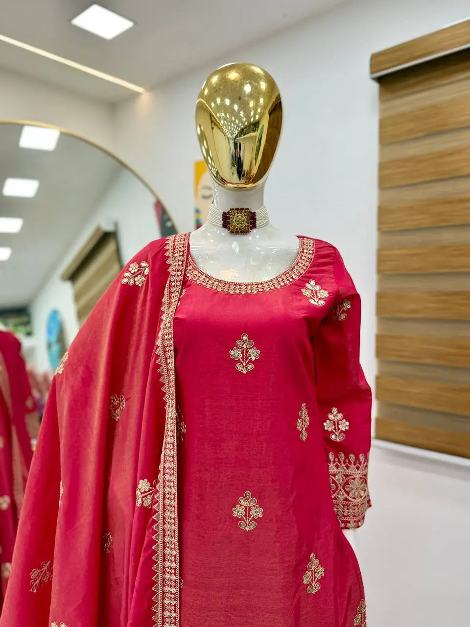 Simar Silk Embroidered Palazzo Set with Dupatta – Fully Stitched