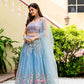 Sky Blossom Net Embroidered Zari Sequin Lehenga Set
