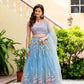 Sky Blossom Net Embroidered Zari Sequin Lehenga Set