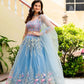 Sky Blossom Net Embroidered Zari Sequin Lehenga Set