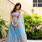 Sky Blossom Net Embroidered Zari Sequin Lehenga Set