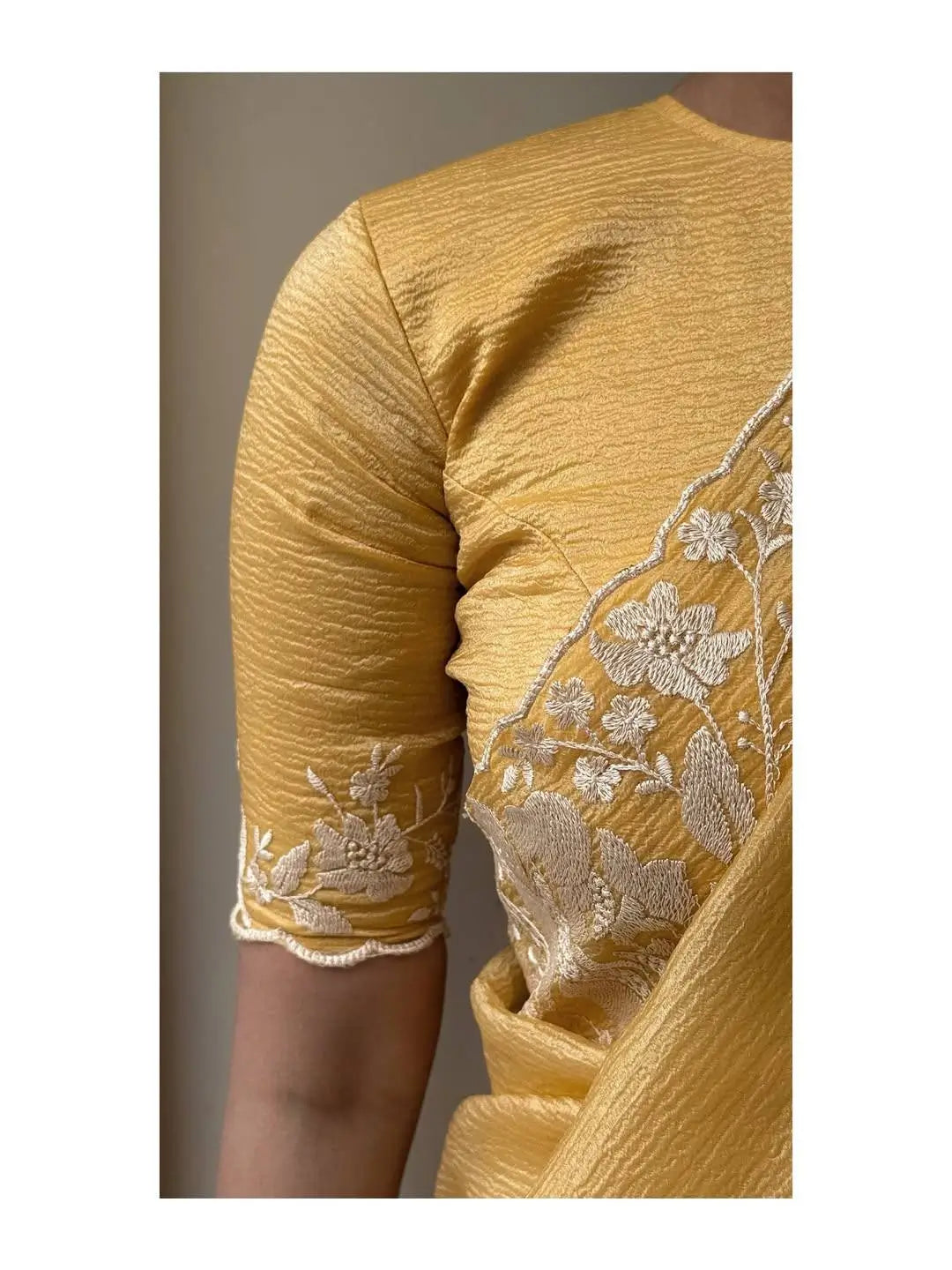 Sky Blue Pure Candy Crush Saree with White Floral Thread Embroidered Cutwork Border | Festive & Party Wear