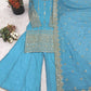 Sky Blue Pure Vichitra Silk Sharara Set with Heavy Embroidery Sequence Work and Dupatta