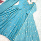 Sky Blue Vichitra Silk Anarkali Set for Festive and Party Wear
