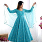 Sky Blue Vichitra Silk Anarkali Set for Festive and Party Wear