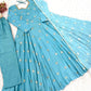 Sky Blue Vichitra Silk Anarkali Set for Festive and Party Wear