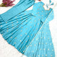 Sky Blue Vichitra Silk Anarkali Set for Festive and Party Wear