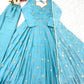 Sky Blue Vichitra Silk Anarkali Set for Festive and Party Wear