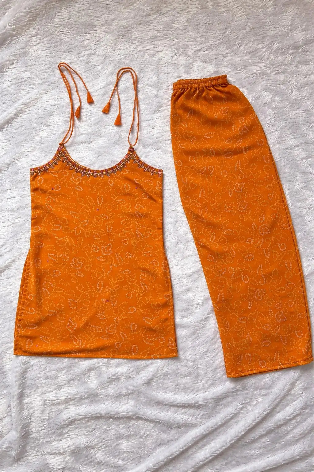 Sleeveless Printed Kurti Pant Set