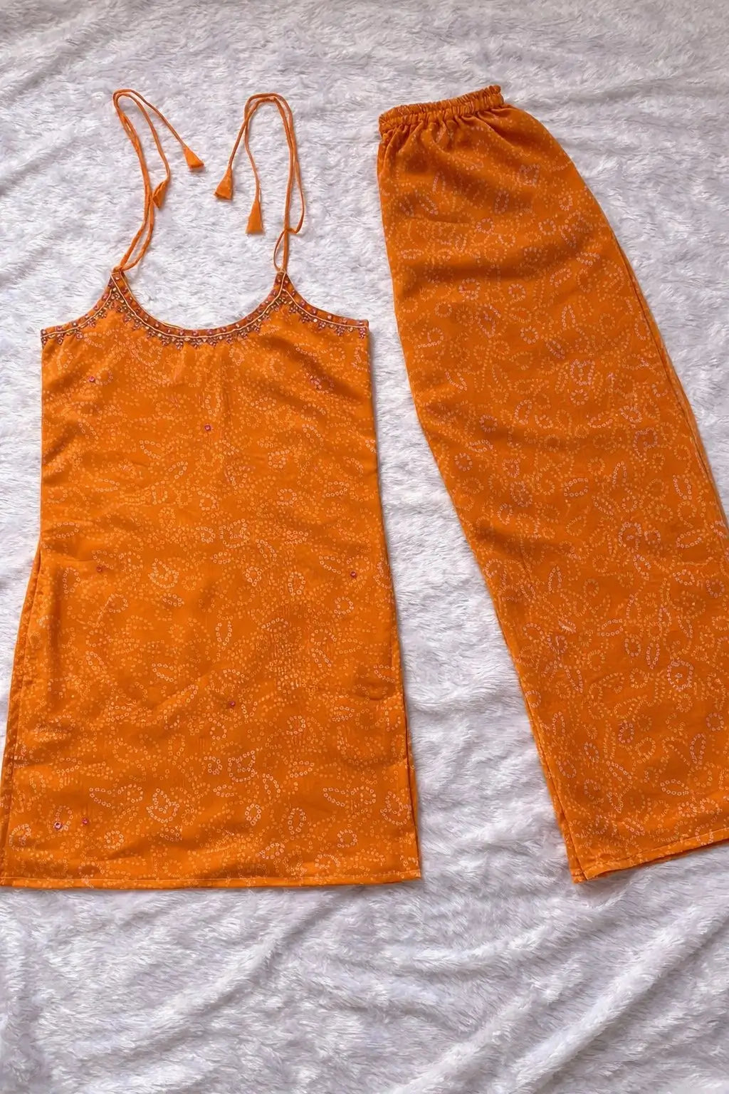 Sleeveless Printed Kurti Pant Set