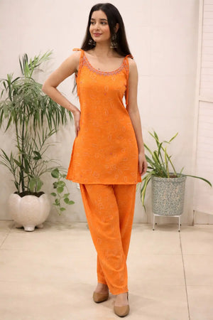 Sleeveless Printed Kurti Pant Set