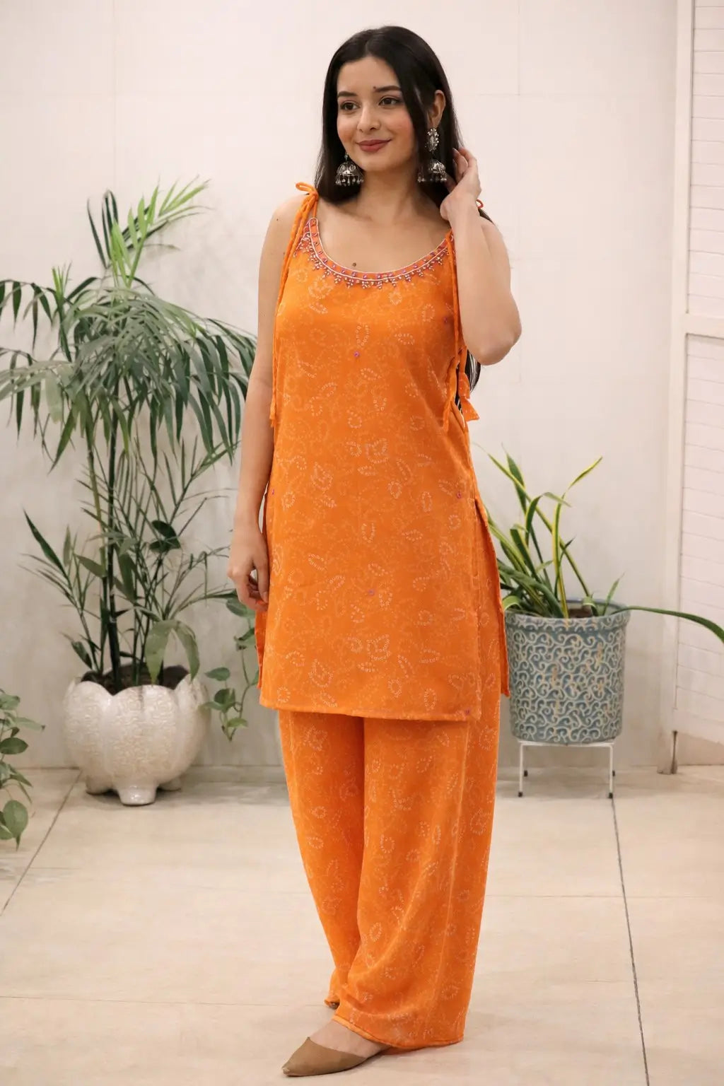 Sleeveless Printed Kurti Pant Set