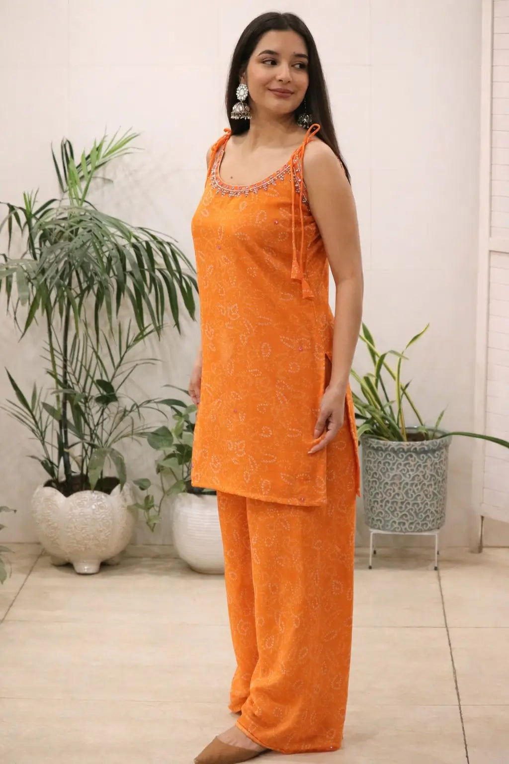 Sleeveless Printed Kurti Pant Set