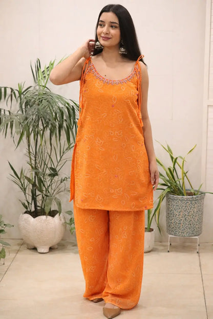 Sleeveless Printed Kurti Pant Set