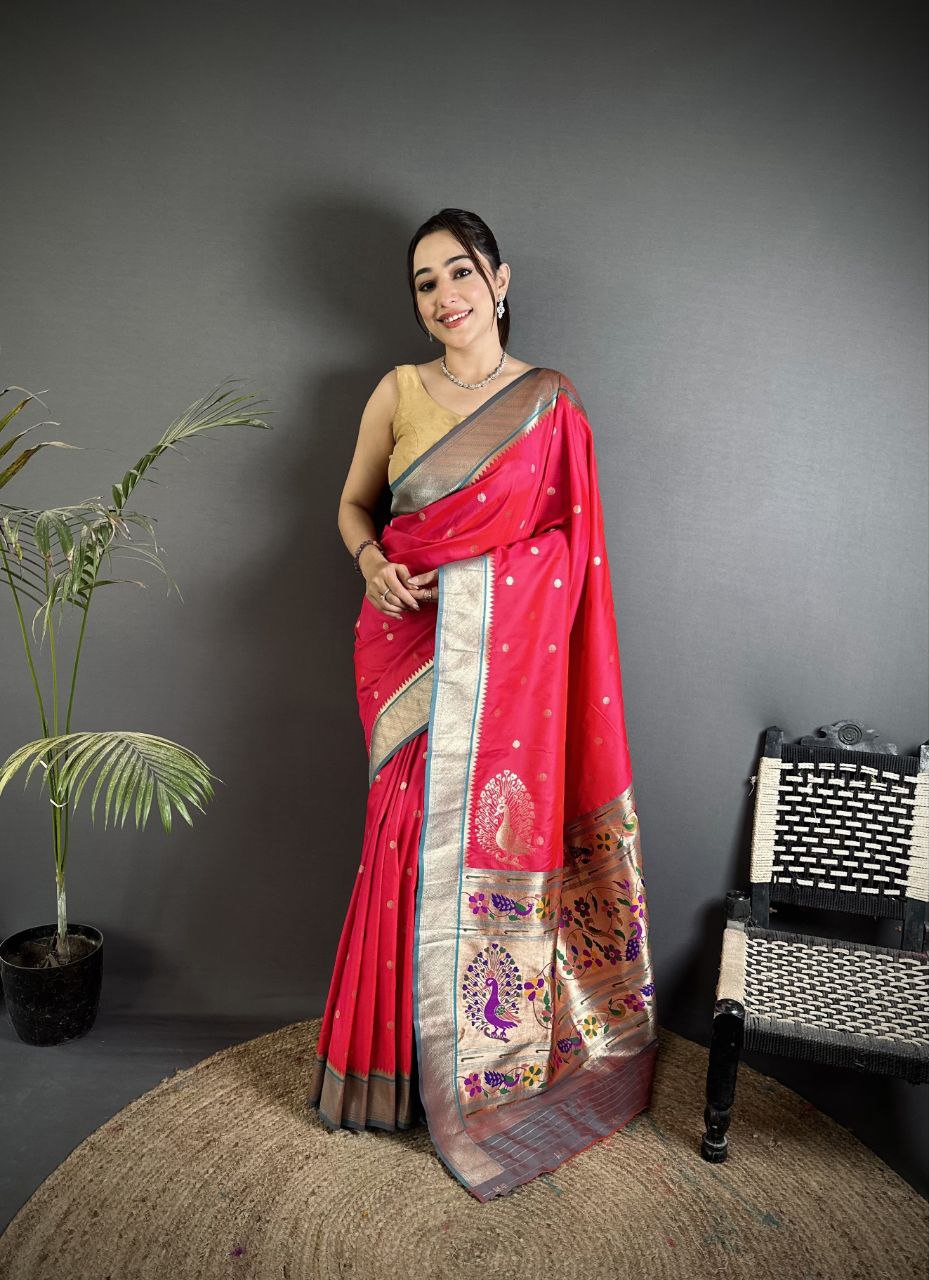 Soft Banarasi Silk Saree with Silver Zari Weaving and Rich Pallu