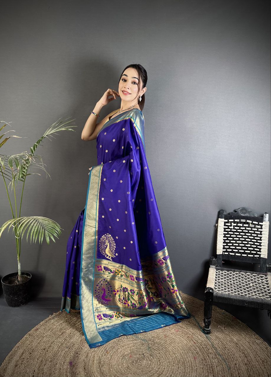 Soft Banarasi Silk Saree with Silver Zari Weaving and Rich Pallu