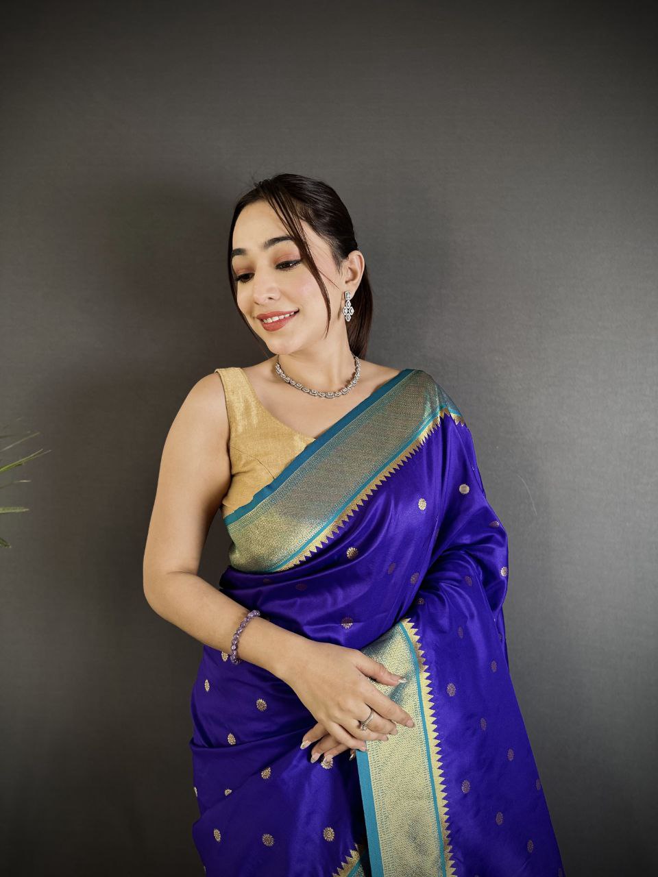 Soft Banarasi Silk Saree with Silver Zari Weaving and Rich Pallu