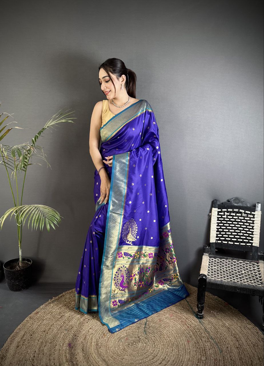 Soft Banarasi Silk Saree with Silver Zari Weaving and Rich Pallu
