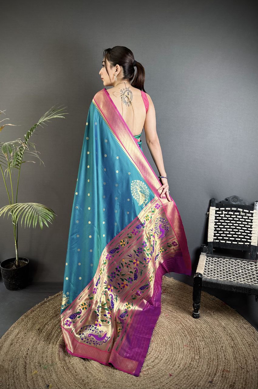 Soft Banarasi Silk Saree with Silver Zari Weaving and Rich Pallu