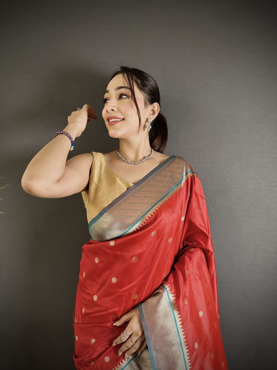 Soft Banarasi Silk Saree with Silver Zari Weaving and Rich Pallu