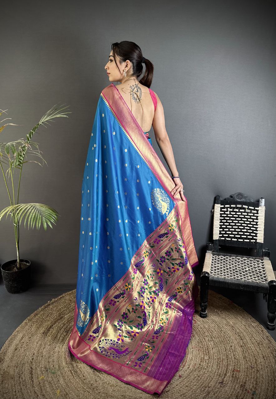 Soft Banarasi Silk Saree with Silver Zari Weaving and Rich Pallu
