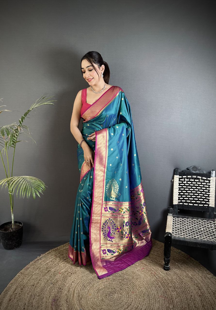 Soft Banarasi Silk Saree with Silver Zari Weaving and Rich Pallu