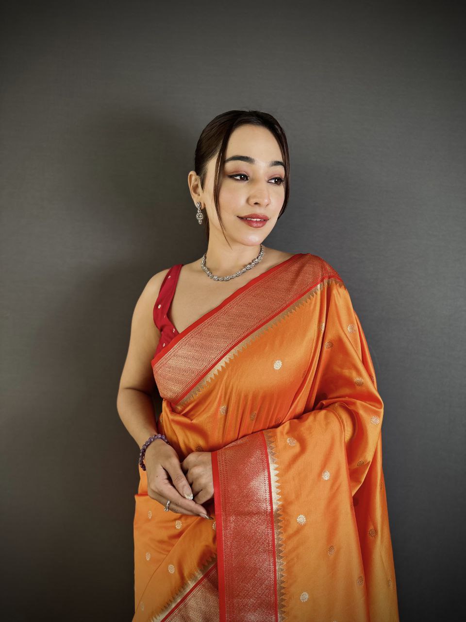 Soft Banarasi Silk Saree with Silver Zari Weaving and Rich Pallu