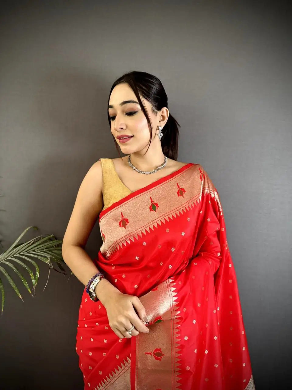 Soft Banarasi Silk Saree with Silver Zari Weaving and Rich Pallu