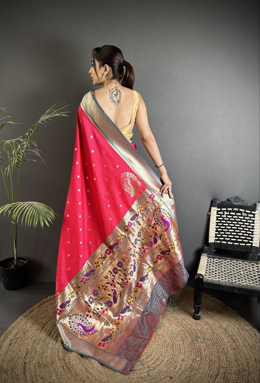 Soft Banarasi Silk Saree with Silver Zari Weaving and Rich Pallu