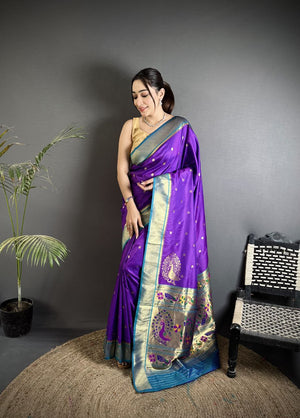 Soft Banarasi Silk Saree with Silver Zari Weaving and Rich Pallu