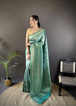 Soft Banarasi Silk Saree with Silver Zari Weaving and Rich Pallu