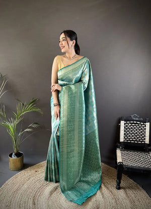 Soft Banarasi Silk Saree with Silver Zari Weaving and Rich Pallu