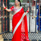 Soft Georgette Saree with Big Gotta Patta and Handwork Blouse