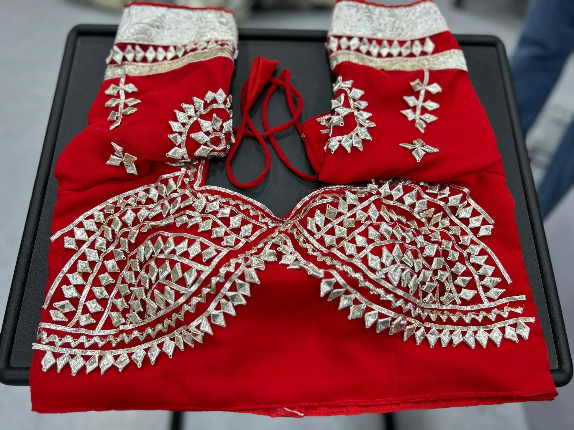 Soft Georgette Saree with Big Gotta Patta and Handwork Blouse