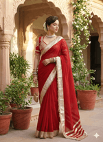 Soft Georgette Saree with Big Gotta Patta and Handwork Blouse