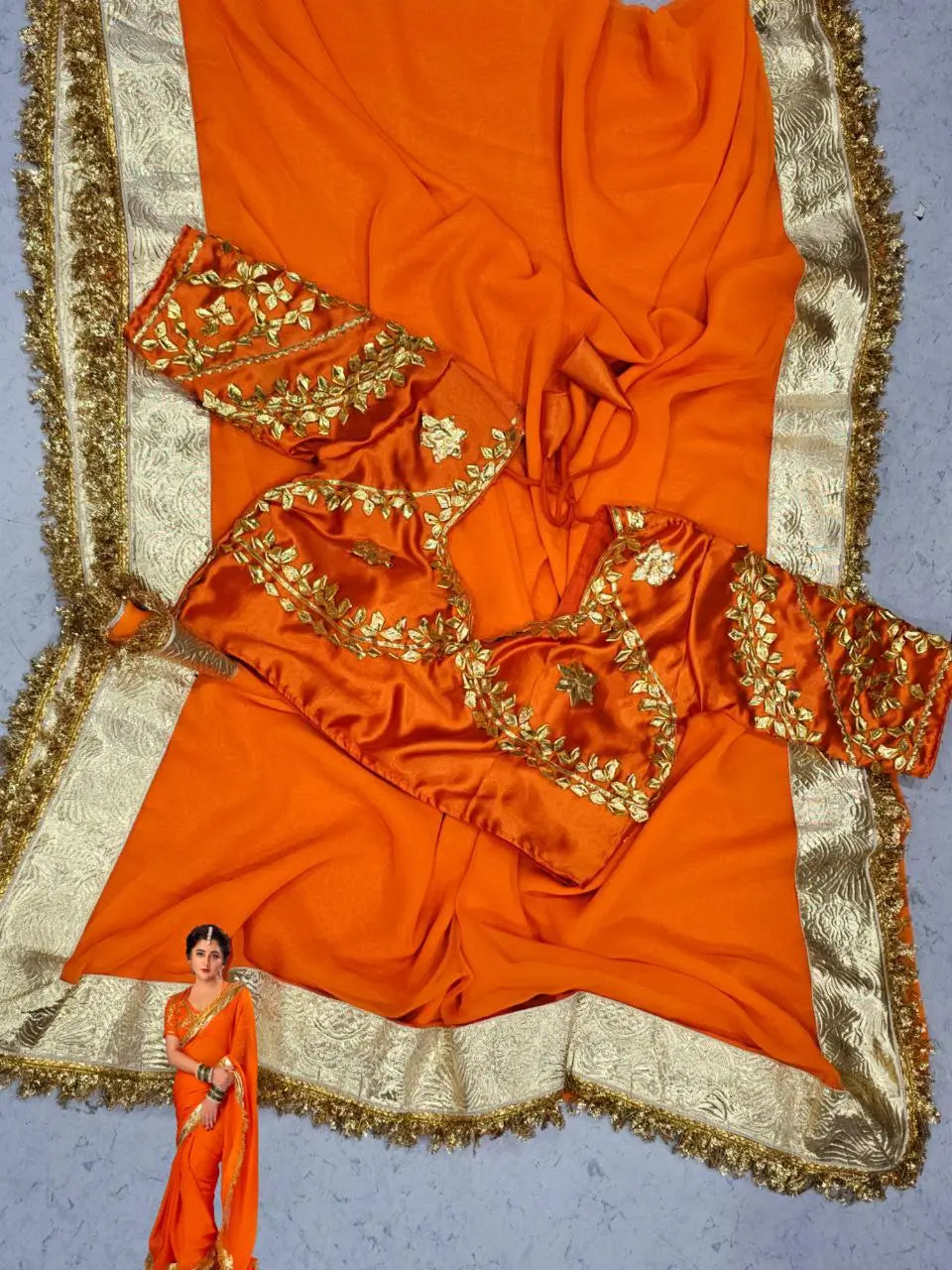 Soft Georgette Saree with Gotta Patti Blouse