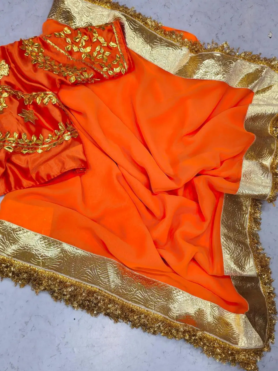 Soft Georgette Saree with Gotta Patti Blouse