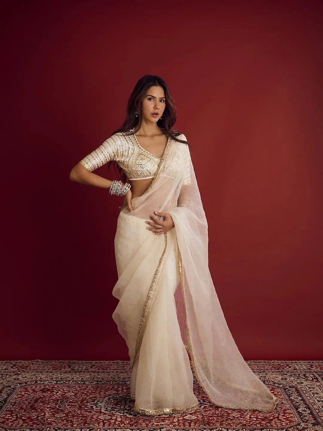 Soft Georgette Saree with Turra Gota Lace and Handwork Blouse