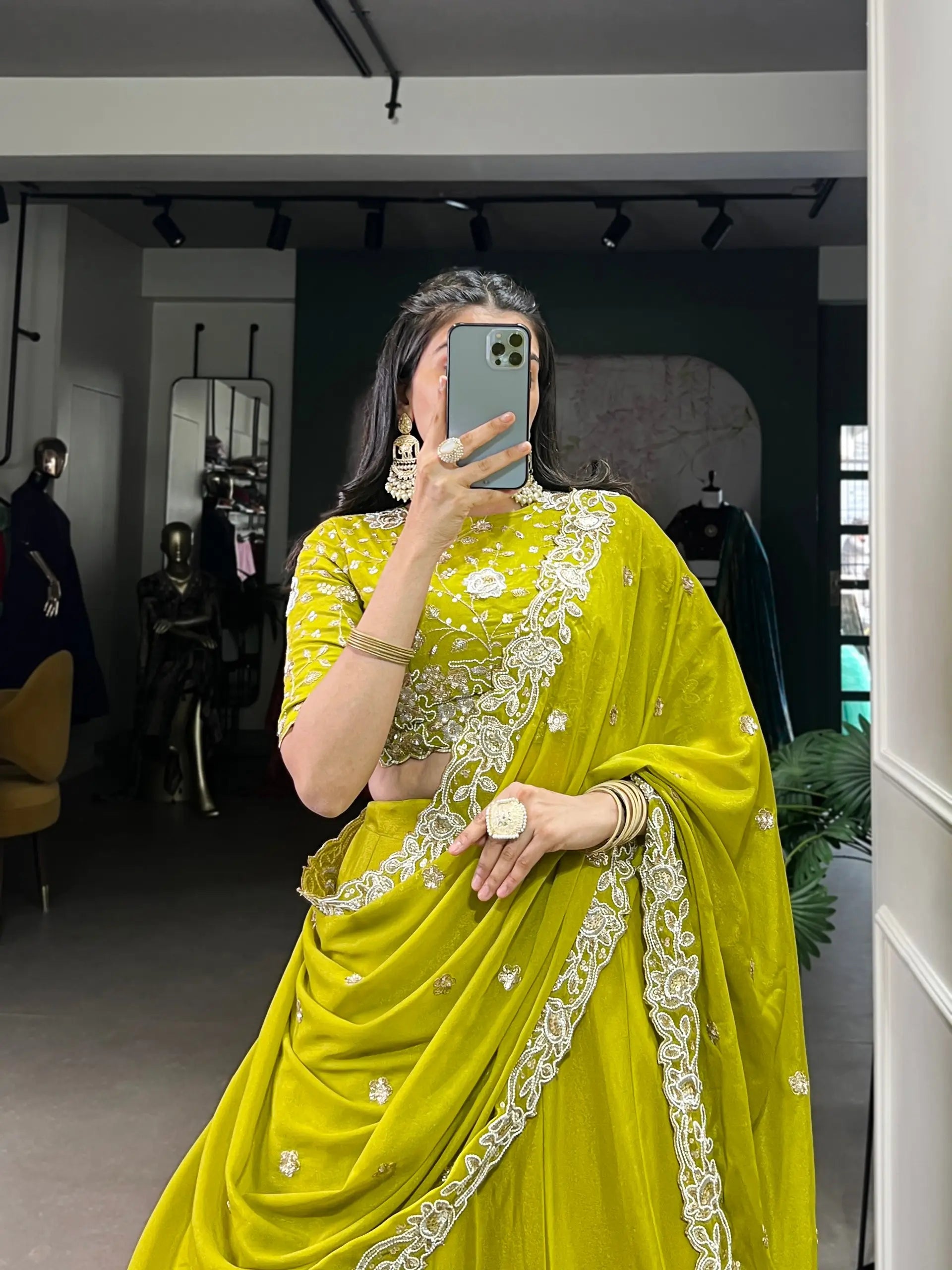 Soft Georgette Silk Embroidered Lehenga Set with Dupatta