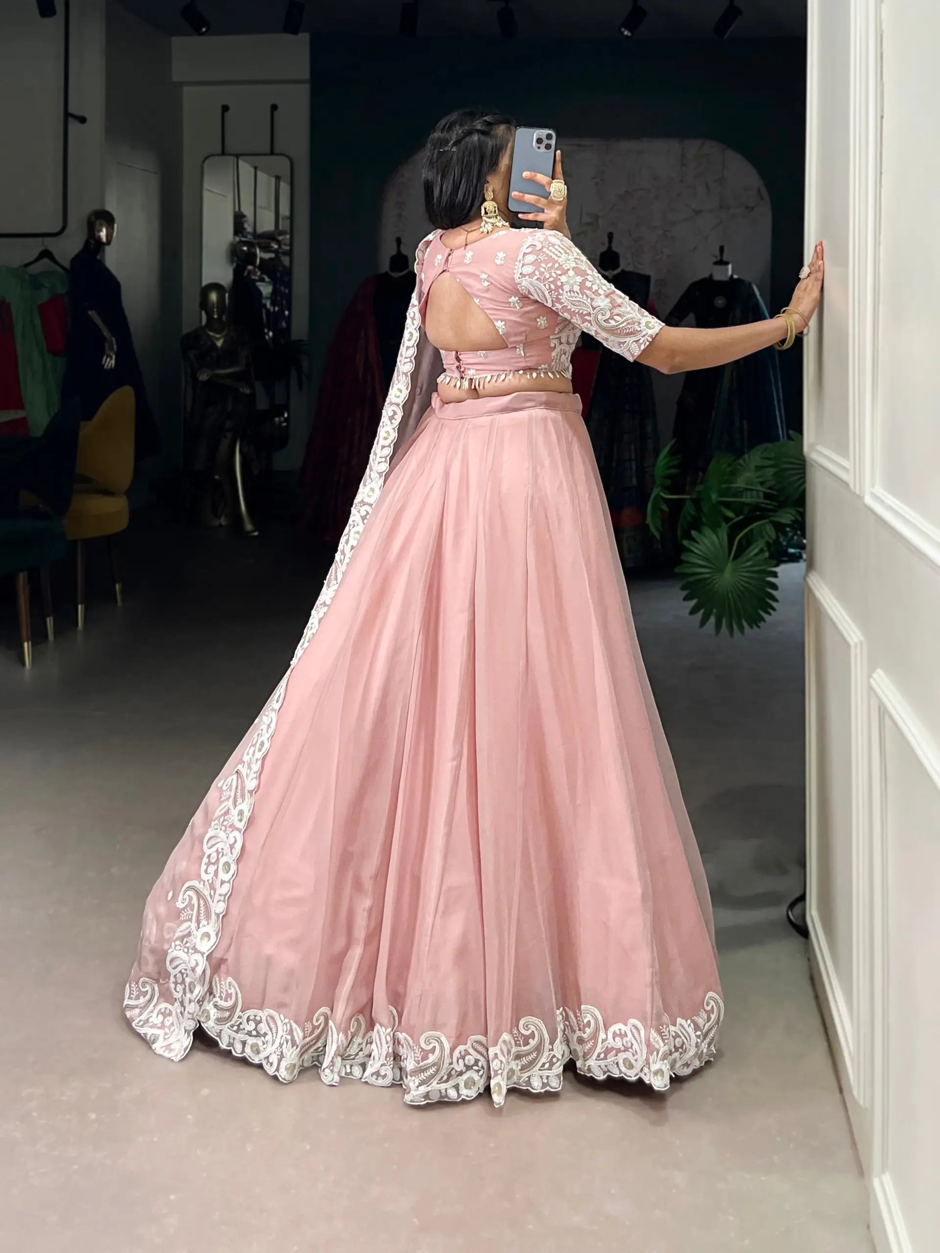 Soft Georgette Silk Embroidered Lehenga Set with Dupatta