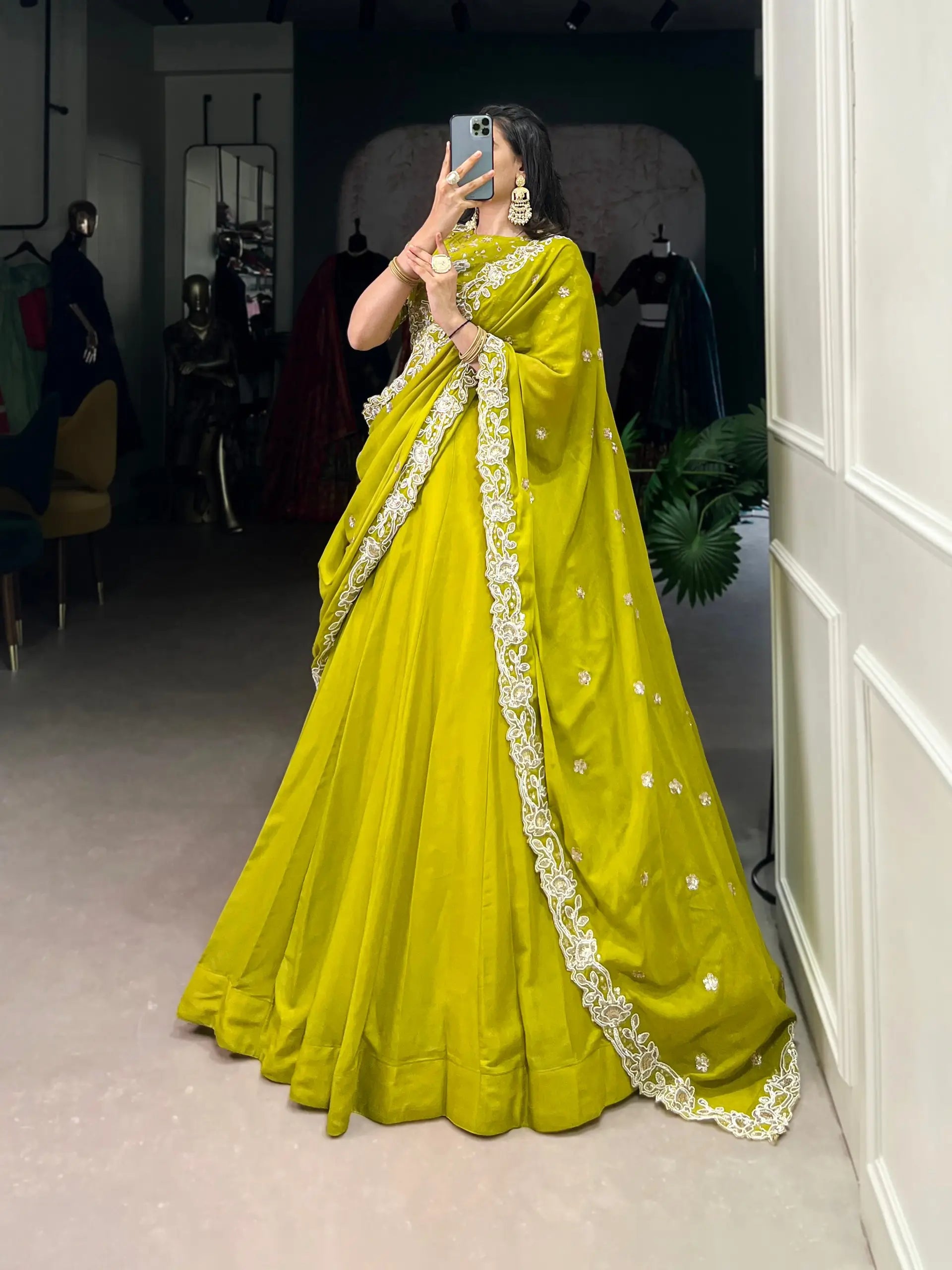 Soft Georgette Silk Embroidered Lehenga Set with Dupatta