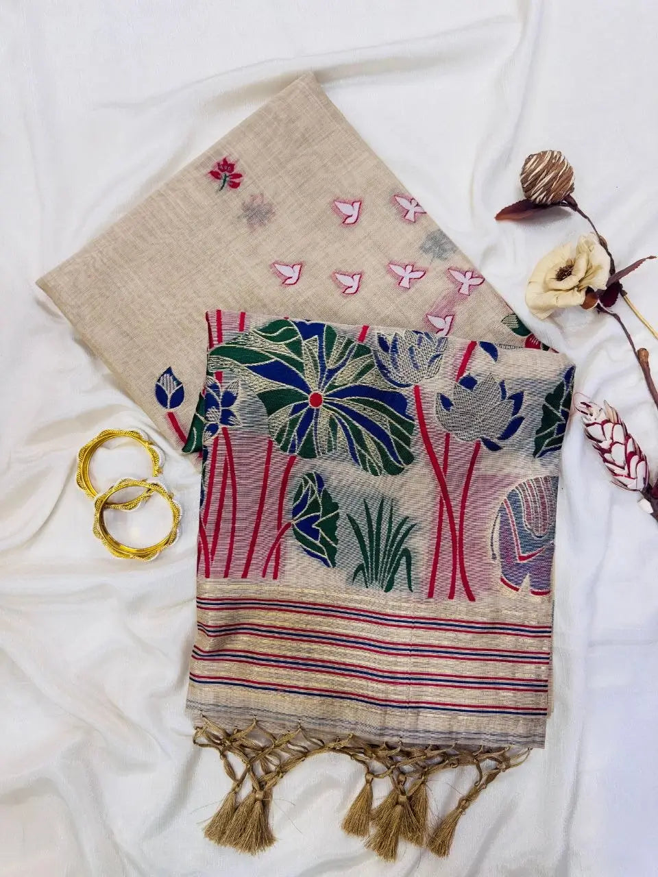 Soft Muga Cotton Saree for Festive, Traditional and Day Occasion Wear