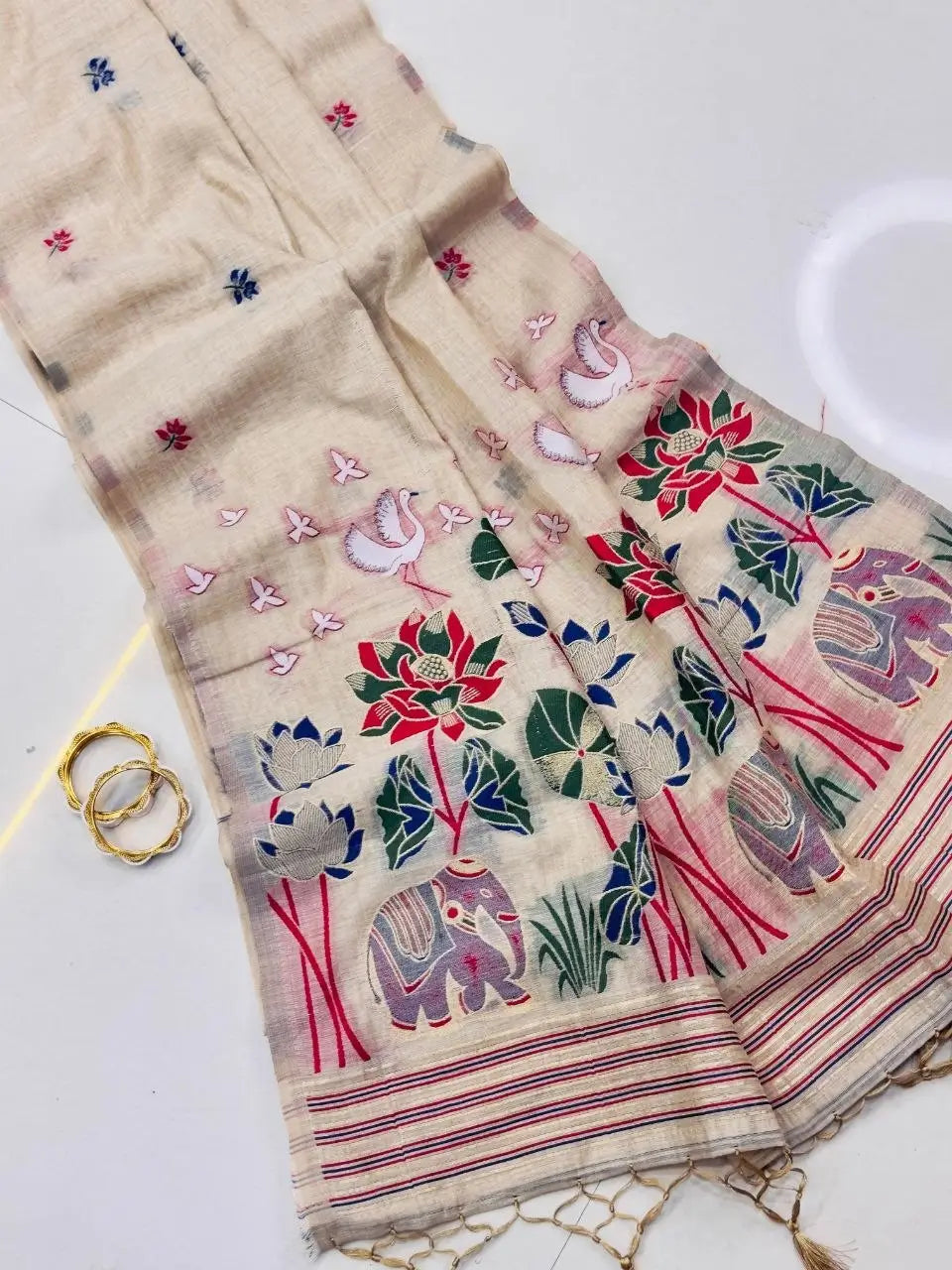 Soft Muga Cotton Saree for Festive, Traditional and Day Occasion Wear