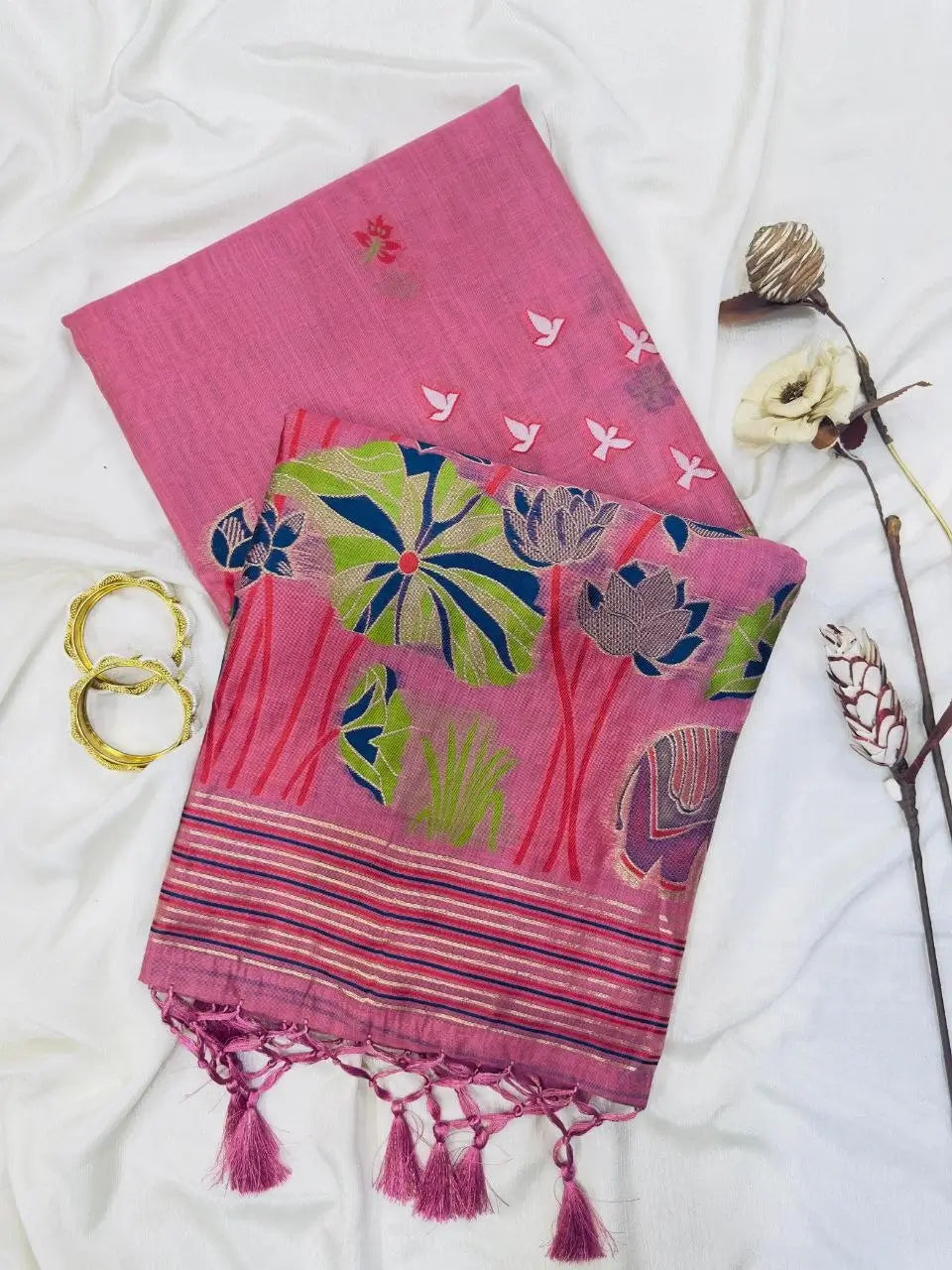 Soft Muga Cotton Saree for Festive, Traditional and Day Occasion Wear