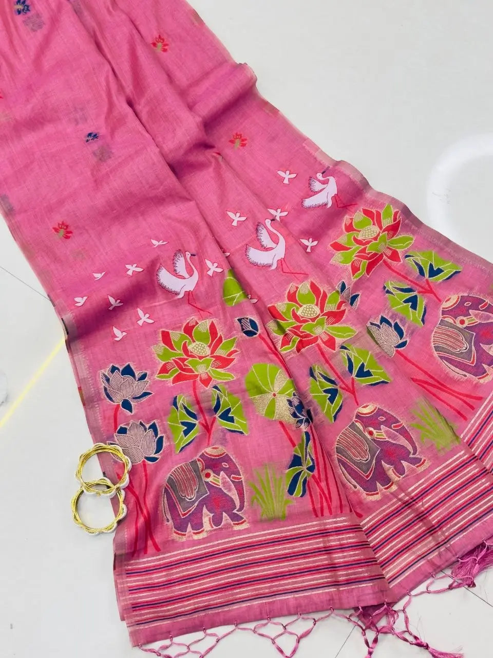 Soft Muga Cotton Saree for Festive, Traditional and Day Occasion Wear